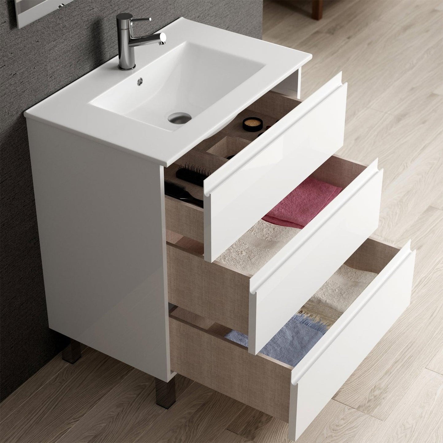 Eviva Vigo 28" x 34" White Freestanding Bathroom Vanity With White Integrated Porcelain Sink