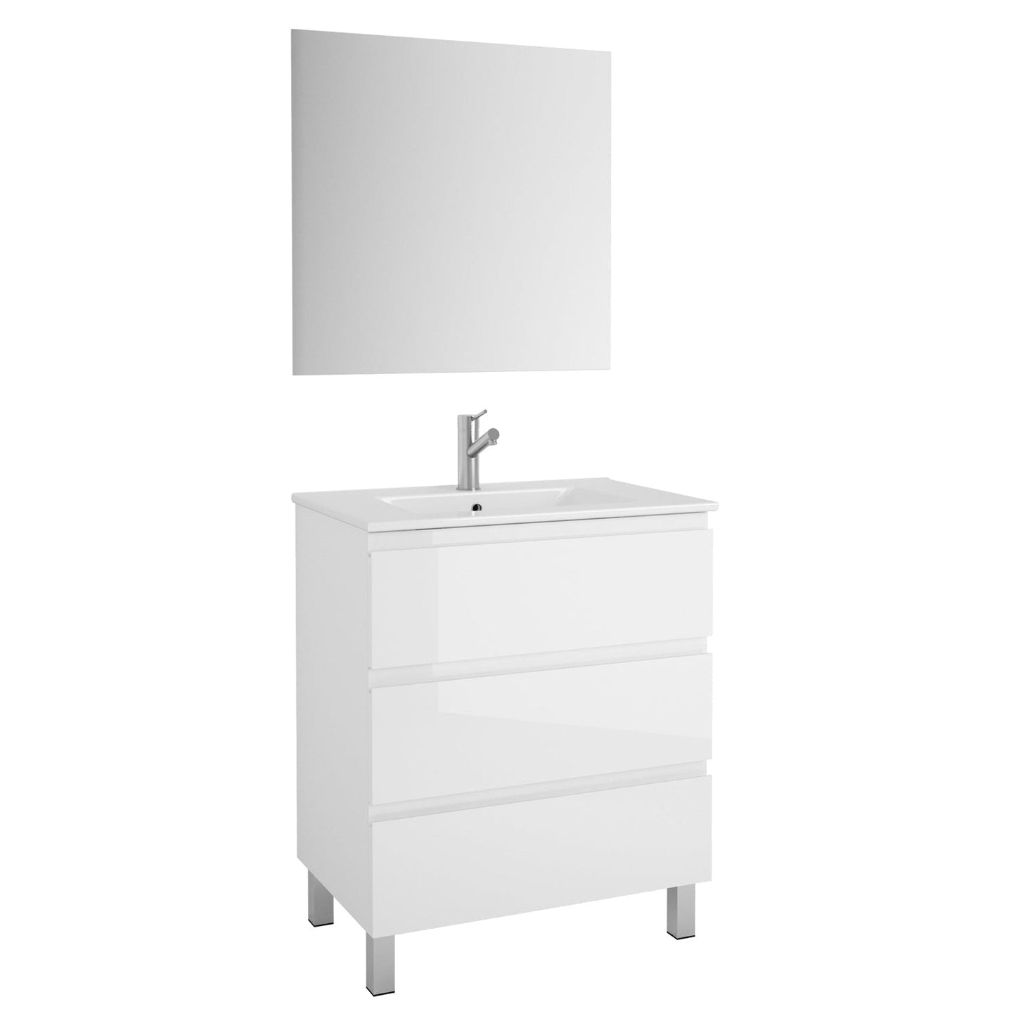 Eviva Vigo 28" x 34" White Freestanding Bathroom Vanity With White Integrated Porcelain Sink