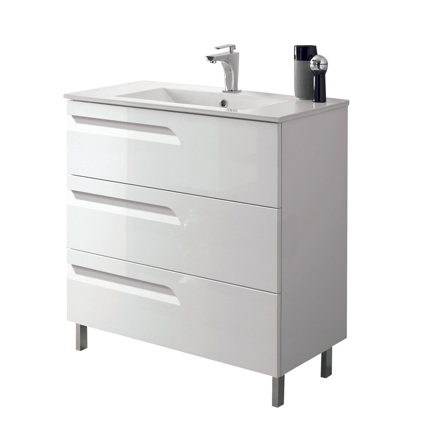 Eviva Vitta 24" x 34" White Freestanding Bathroom Vanity With White Integrated Porcelain Sink