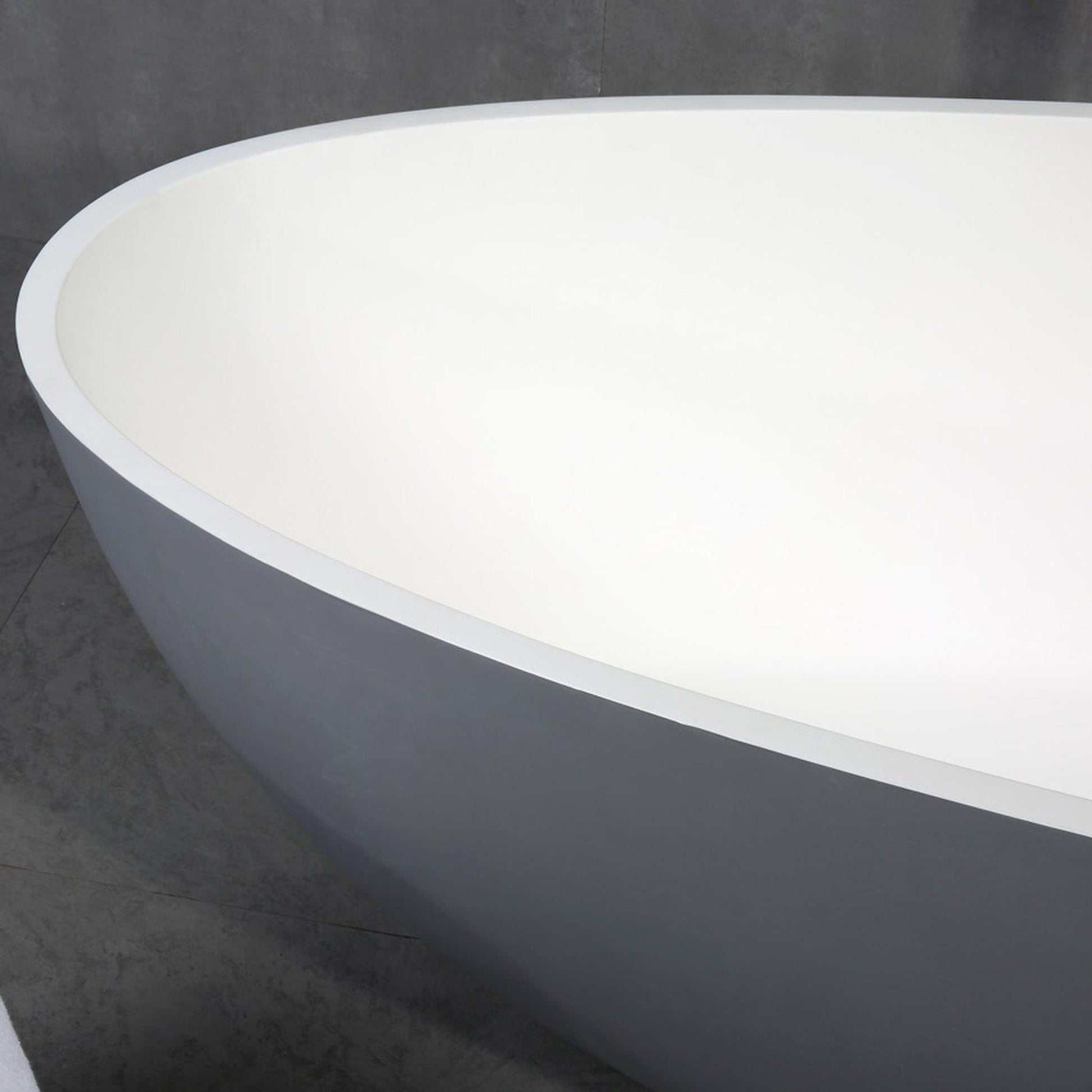 Eviva Viva 60" x 32" Gray and White Freestanding Solid Surface Bathtub