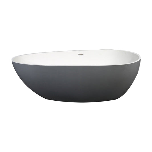 Eviva Viva 60" x 32" Gray and White Freestanding Solid Surface Bathtub