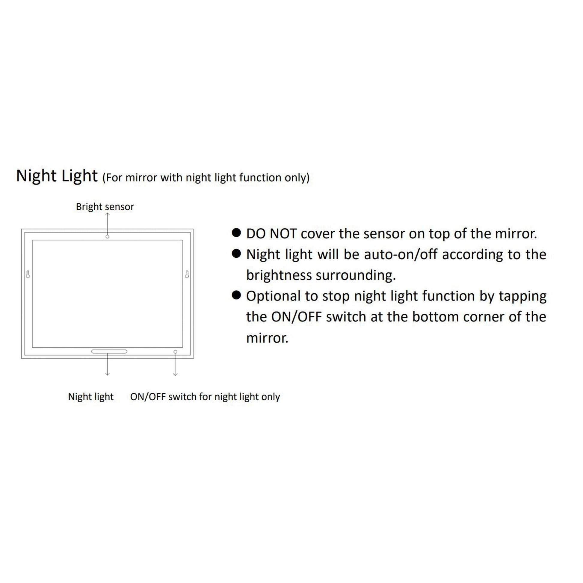 ExBrite Second Generation 24" x 32" Frameless LED Super Slim Bathroom Vanity Mirror With Night Light, Anti Fog, Dimmer, Touch Button and Waterproof IP44