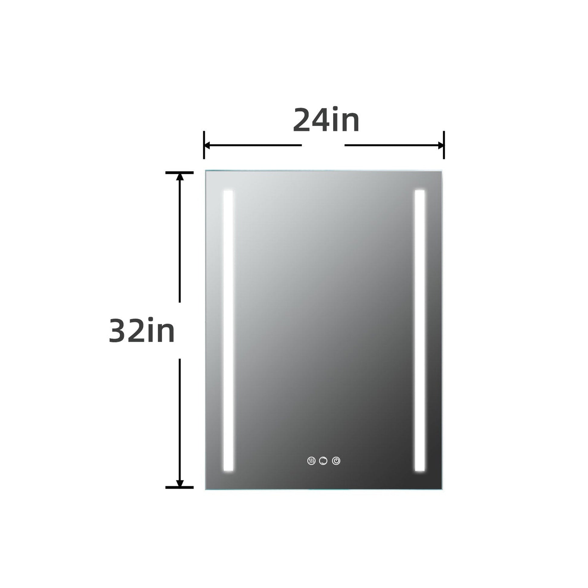 ExBrite Second Generation 24" x 32" Frameless LED Super Slim Bathroom Vanity Mirror With Night Light, Anti Fog, Dimmer, Touch Button and Waterproof IP44