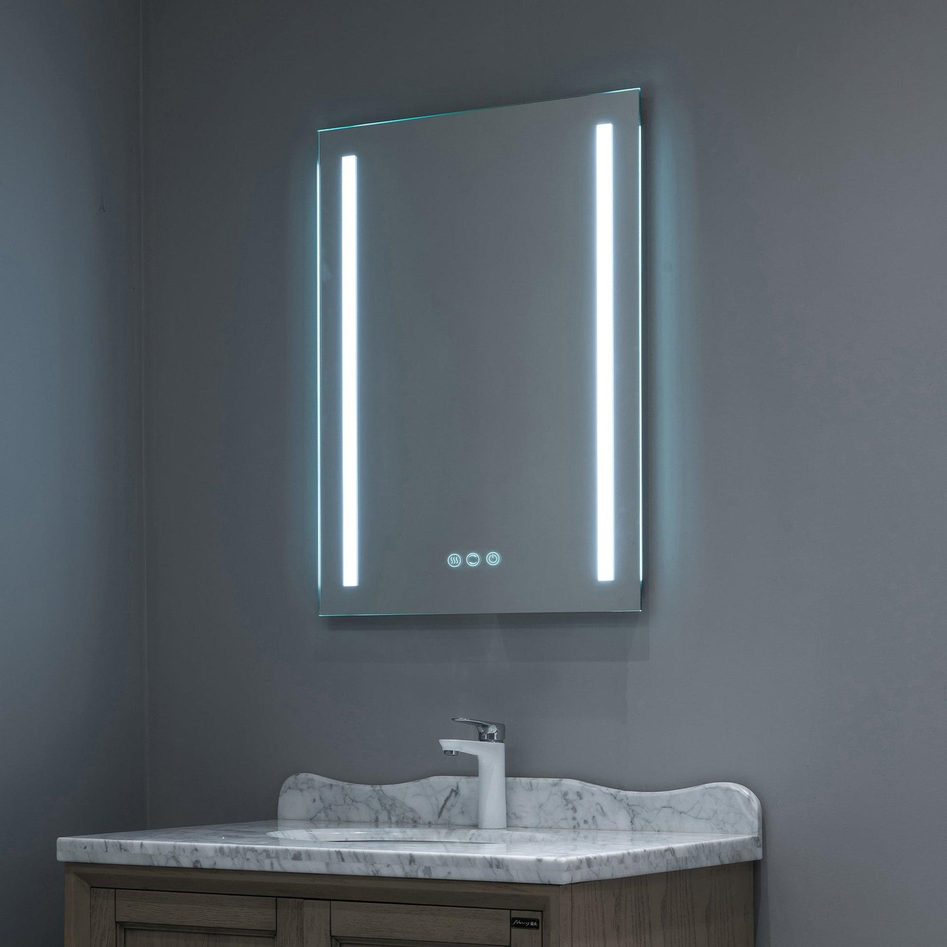 ExBrite Second Generation 24" x 32" Frameless LED Super Slim Bathroom Vanity Mirror With Night Light, Anti Fog, Dimmer, Touch Button and Waterproof IP44