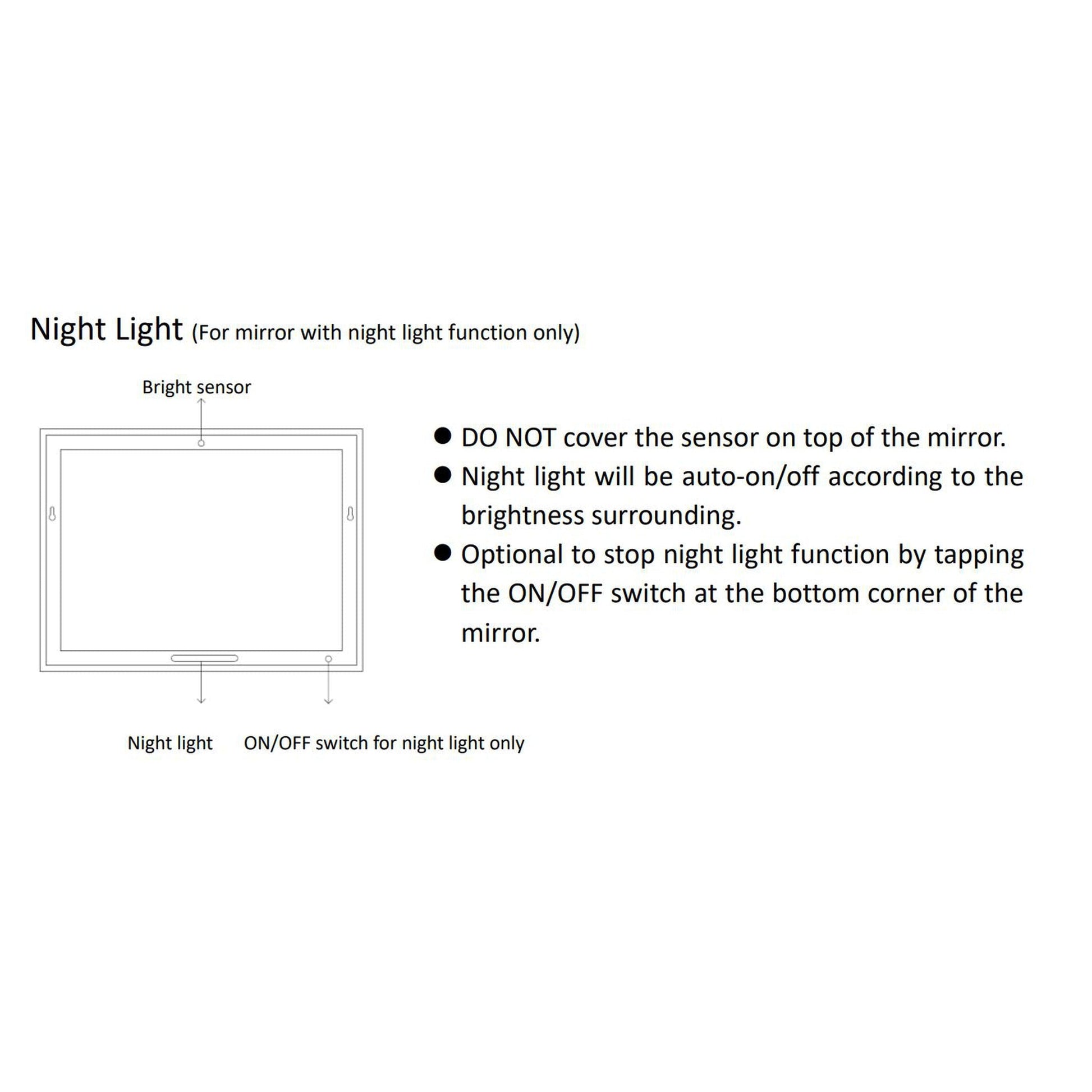 ExBrite Second Generation 24" x 36" Frameless LED Backlit Super Slim Bathroom Vanity Mirror With Night Light, Anti Fog, Dimmer, Touch Button and Waterproof IP44