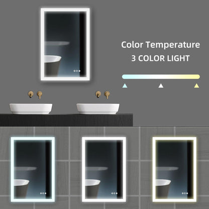 ExBrite Second Generation 24" x 36" Frameless LED Backlit Super Slim Bathroom Vanity Mirror With Night Light, Anti Fog, Dimmer, Touch Button and Waterproof IP44