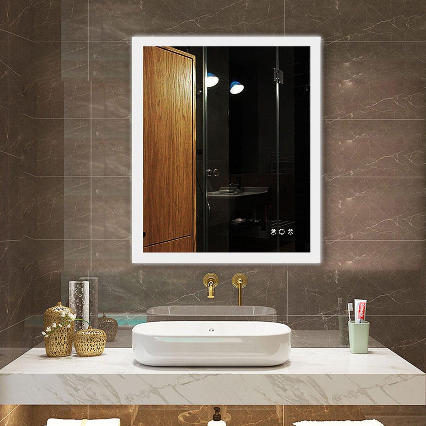 ExBrite Second Generation 30" x 36" Frameless LED Backlit Super Slim Bathroom Vanity Mirror With Night Light, Anti Fog, Dimmer, Touch Button and Waterproof IP44