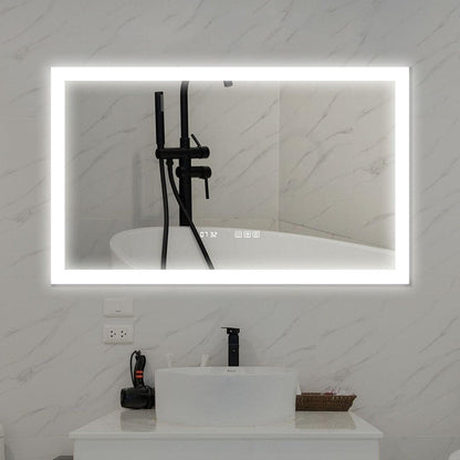 ExBrite Third Generation 40" x 24" Frameless Backlit LED Super Slim Bathroom Vanity Mirror With Clock, Night Light, Anti Fog, Dimmer, Touch Button and Waterproof IP44