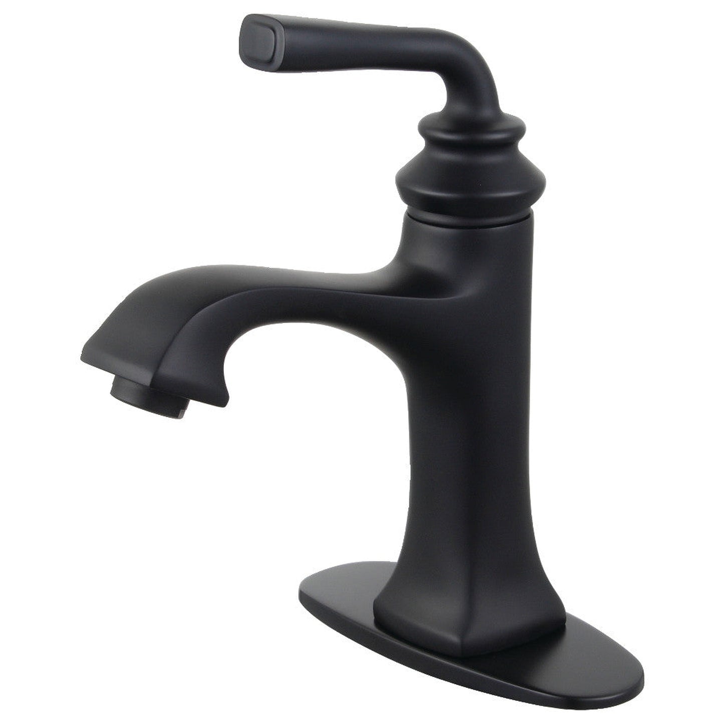 Fauceture LS4420RXL Restoration Single-Handle Bathroom Faucet with Push-Up Drain and Deck Plate, Matte Black