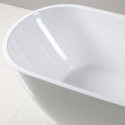 FerdY Bali 67" x 30" Oval Glossy White Acrylic Freestanding Roll Top Soaking Bathtub With Chrome Drain and Overflow