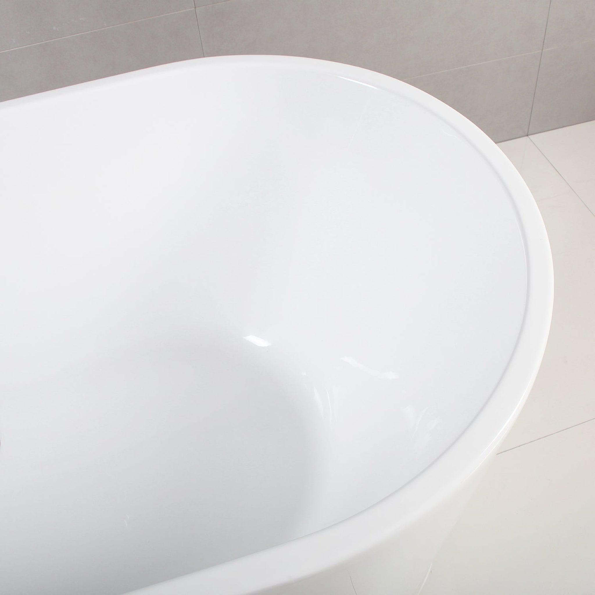 FerdY ShangriLa 55" x 28" Oval Glossy White Acrylic Freestanding Roll