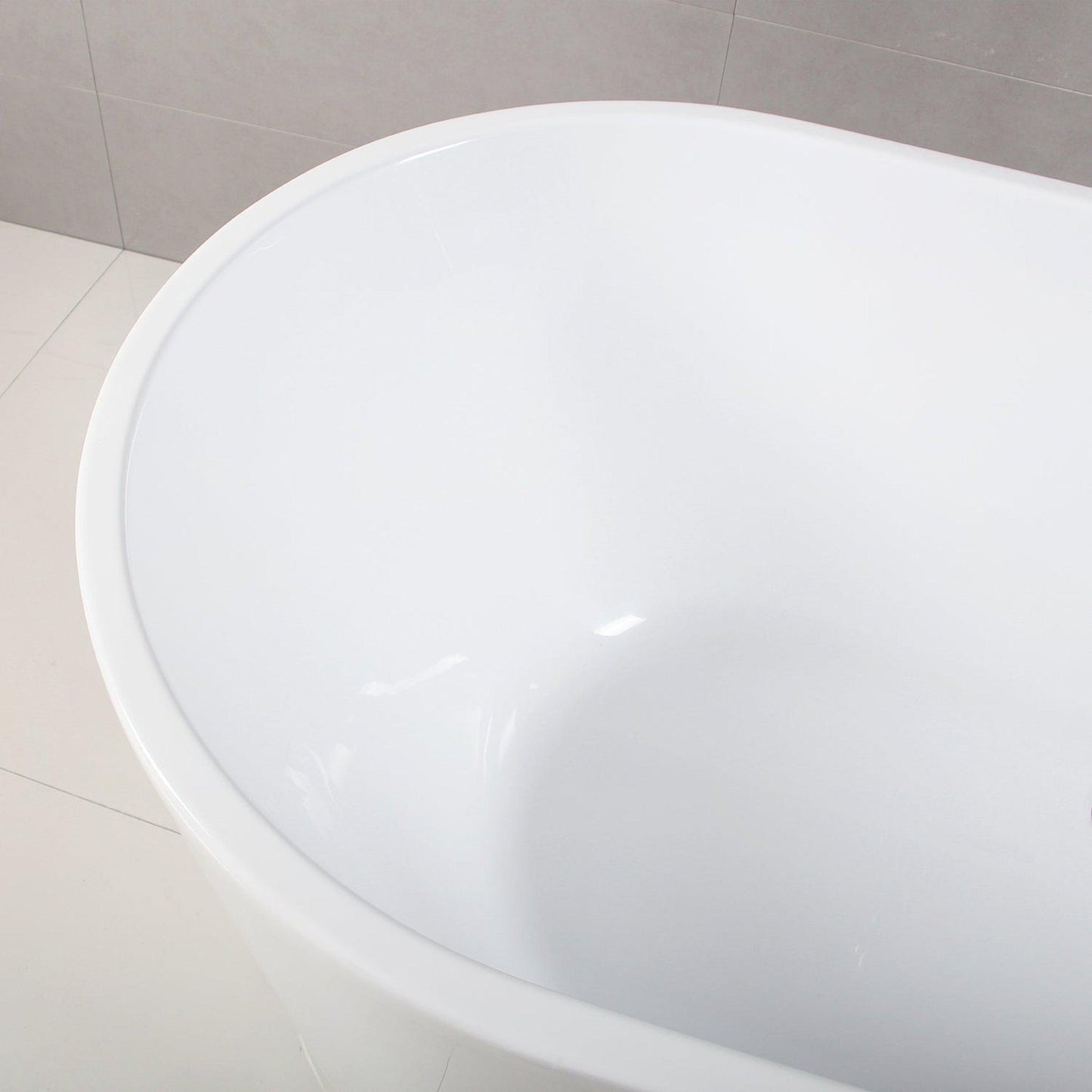 FerdY Shangri-La 59" x 30" Oval Glossy White Acrylic Freestanding Double Slipper Soaking Bathtub With Chrome Drain and Overflow