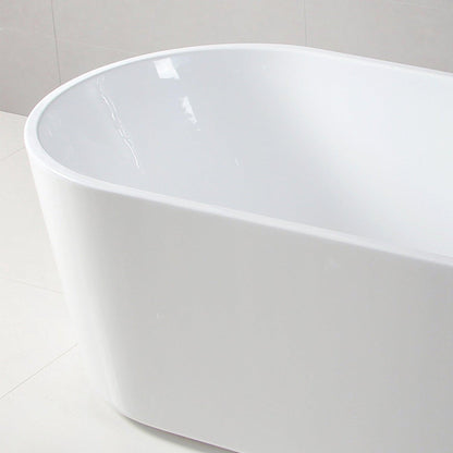 FerdY Shangri-La 67" x 32" Oval Glossy White Acrylic Freestanding Double Slipper Soaking Bathtub With Chrome Drain and Overflow