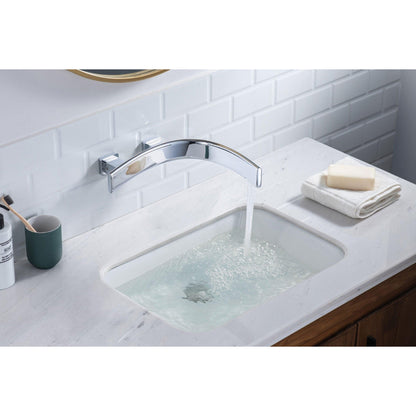 Flusso Faucets Curve 11" Chrome Touchless Right Facing Curvature Solid Brass Wall-Mounted Bathroom Sink Faucet