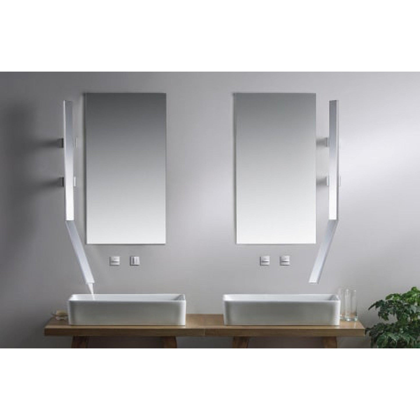 Flusso Faucets Infinity 34" Brushed Nickel PVD Solid Brass Wall-Mounted Bathroom Sink Faucet With Handle and Hidden Aerator