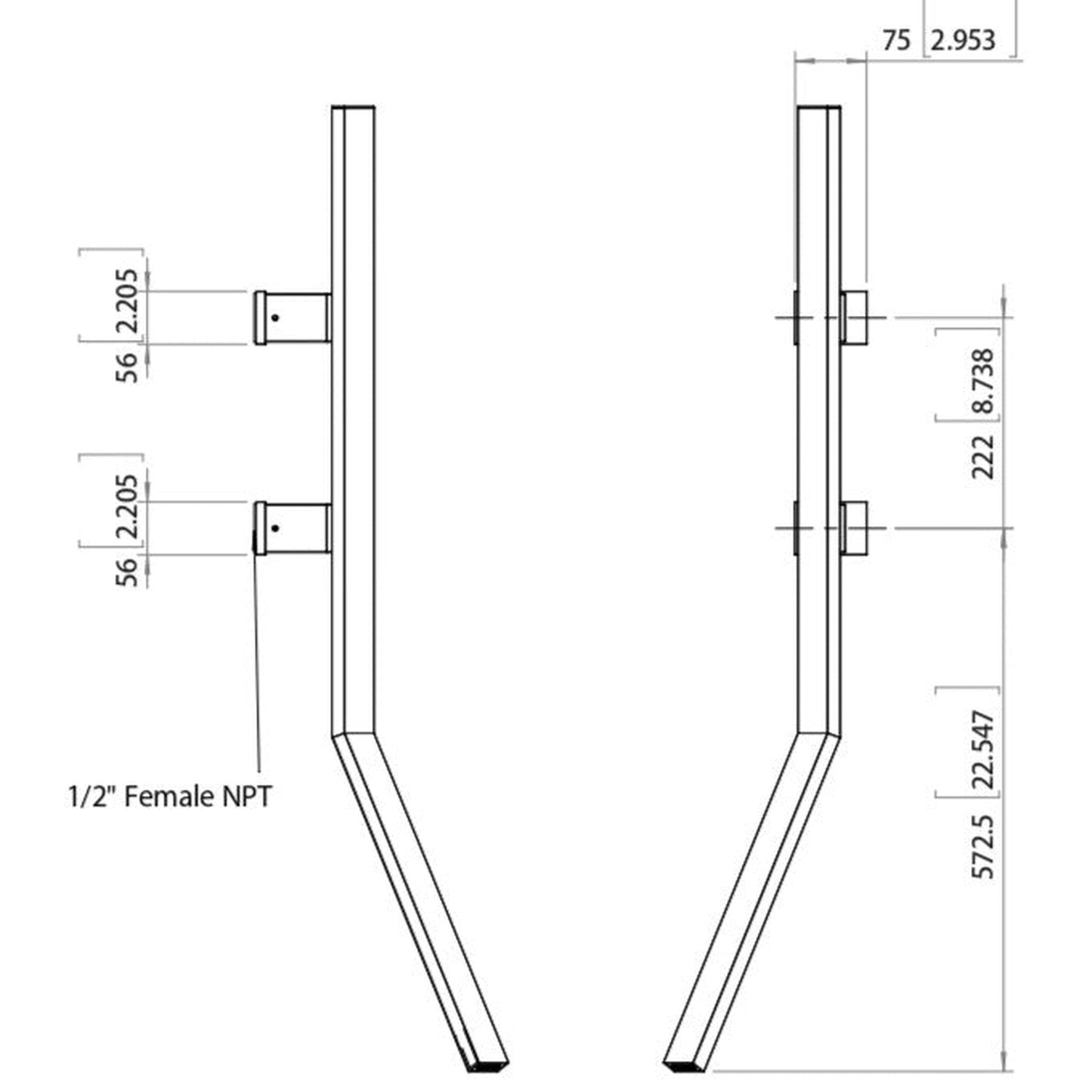 Flusso Faucets Infinity 34" Brushed Nickel PVD Solid Brass Wall-Mounted Bathroom Sink Faucet With Handle and Hidden Aerator