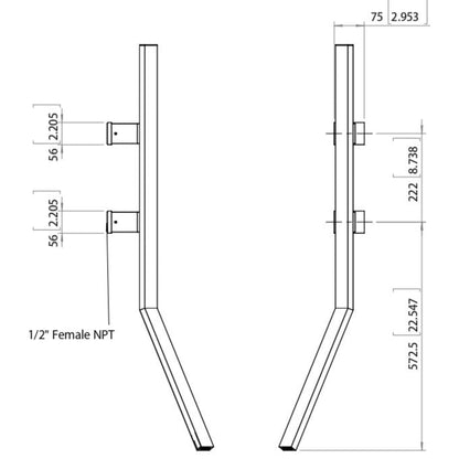 Flusso Faucets Infinity 34" Chrome Solid Brass Wall-Mounted Bathroom Sink Faucet With Handle and Hidden Aerator