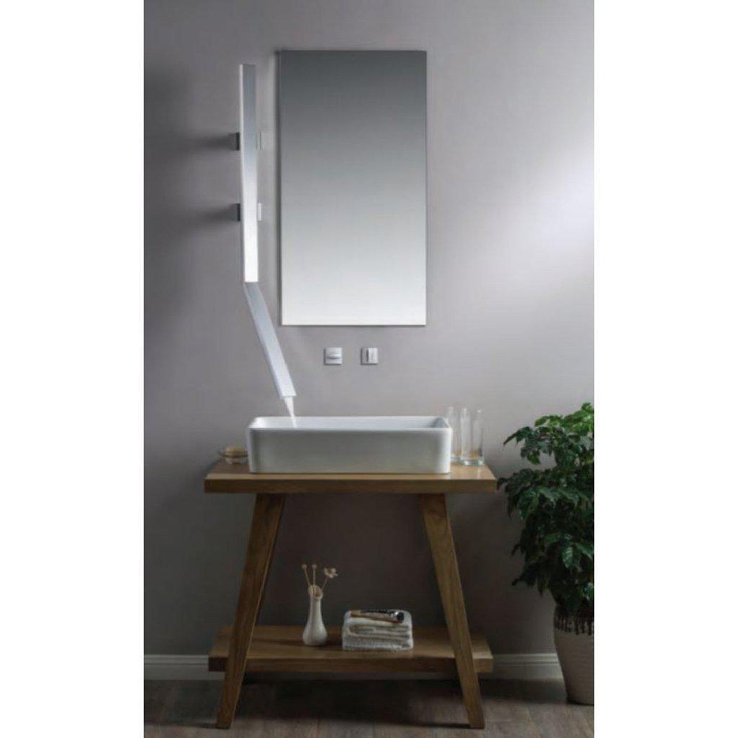 Flusso Faucets Infinity 34" Matte Black Solid Brass Wall-Mounted Bathroom Sink Faucet With Handle and Hidden Aerator