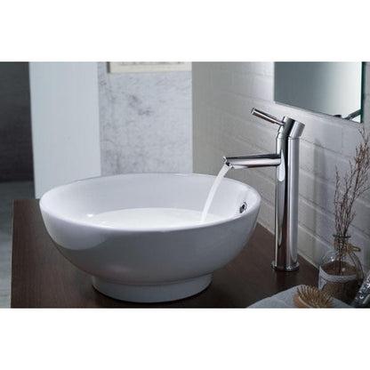 Flusso Faucets Serie 100 12" Single-Hole Brushed Nickel PVD Deck-Mounted Vessel Bathroom Sink Faucet
