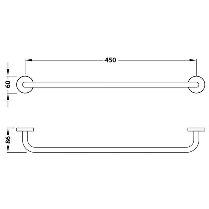 Flusso Faucets Serie 100 18" Brushed Nickel PVD Solid Brass Wall-Mounted Bathroom Towel Bar