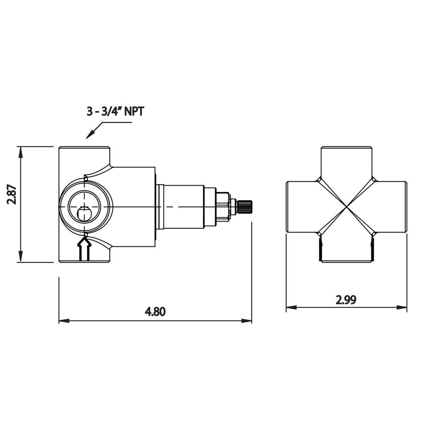 Flusso Faucets Serie 100 3" Brushed Nickel PVD Wall Mounted Shower Faucet Trim With 3-Way Diverter Shower Rough Valve With Shared Outputs and Integrated Volume Control