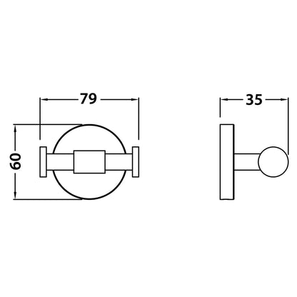 Flusso Faucets Serie 100 3" Satin Brass PVD Solid Brass Wall-Mounted Bathroom Towel and Robe Hook