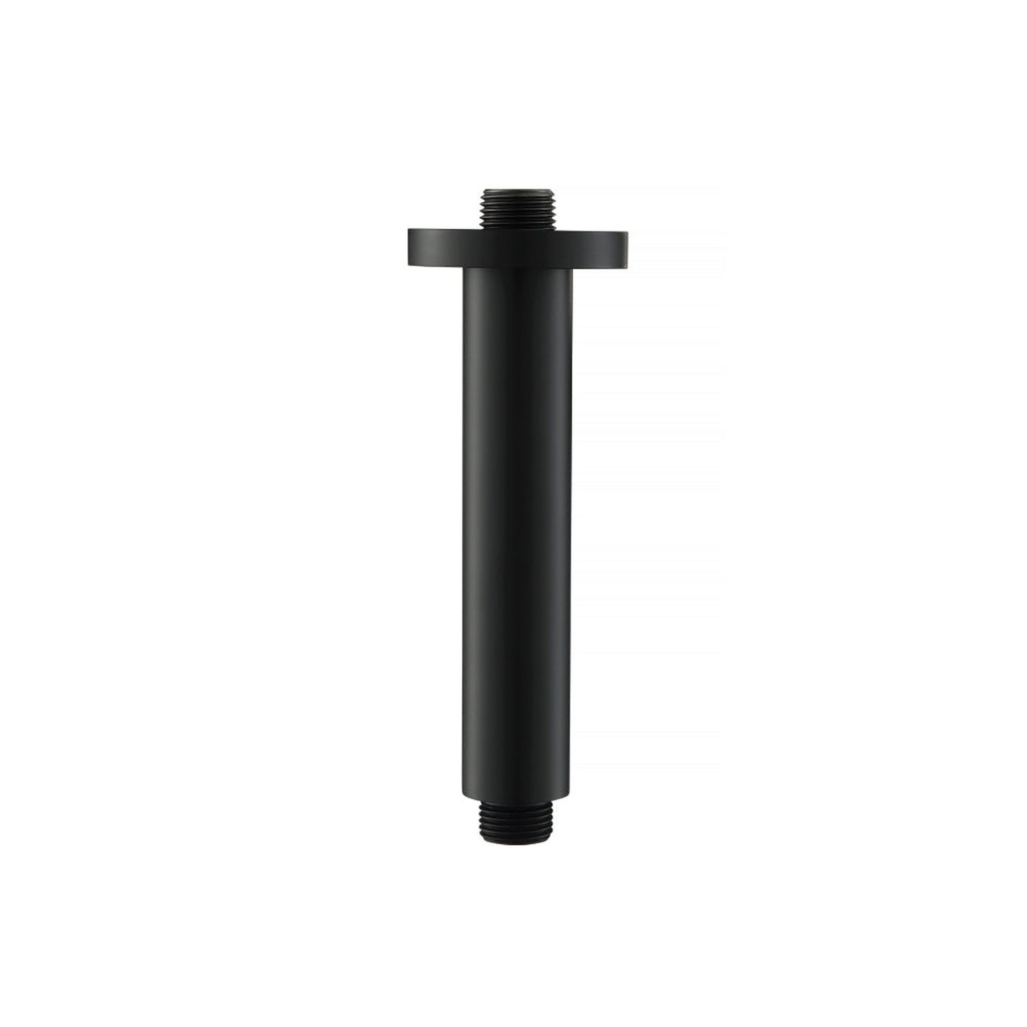 Flusso Faucets Serie 100 6" Matte Black Solid Brass Ceiling-Mounted Shower Arm With Adjustable Sliding Flange