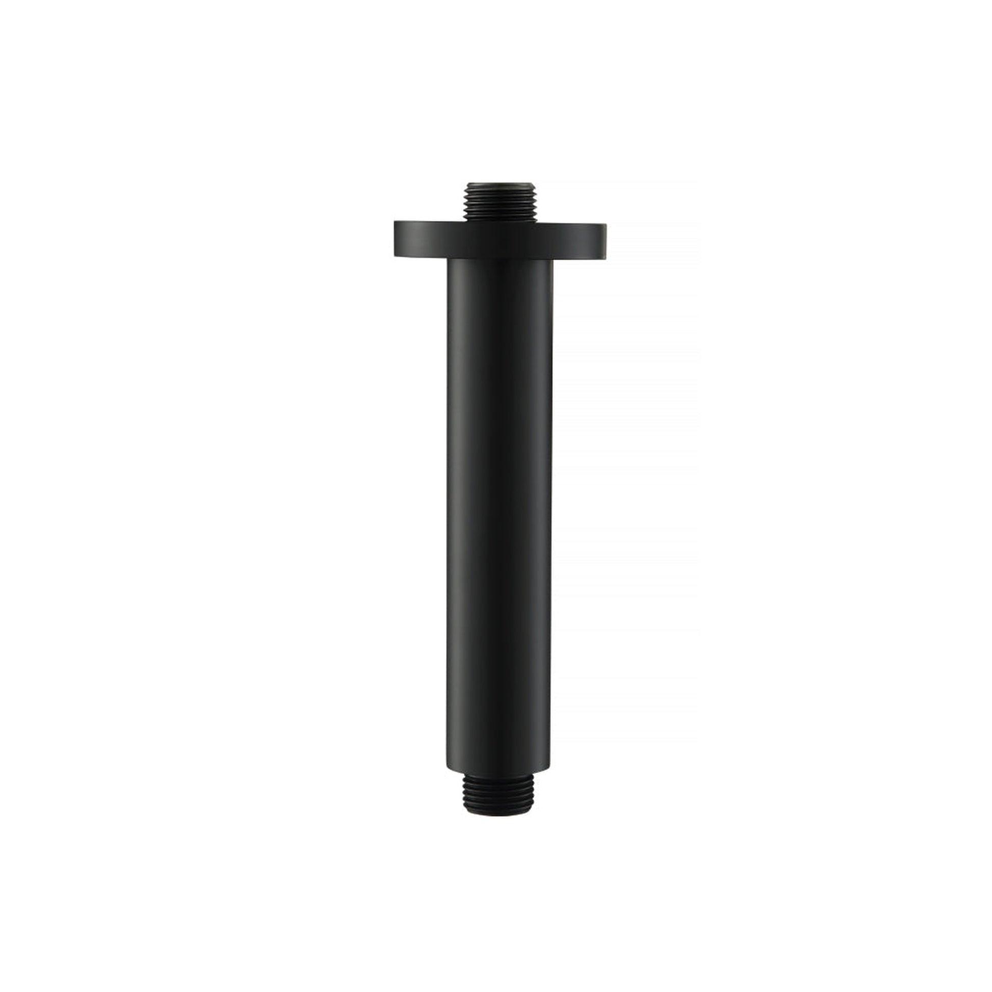 Flusso Faucets Serie 100 6" Matte Black Solid Brass Ceiling-Mounted Shower Arm With Adjustable Sliding Flange