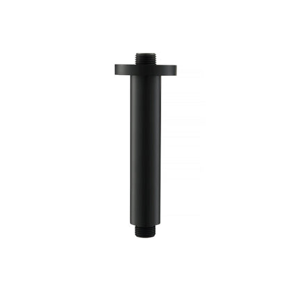 Flusso Faucets Serie 100 6" Matte Black Solid Brass Ceiling-Mounted Shower Arm With Adjustable Sliding Flange