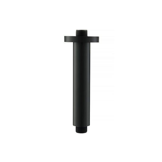 Flusso Faucets Serie 100 6" Matte Black Solid Brass Ceiling-Mounted Shower Arm With Adjustable Sliding Flange