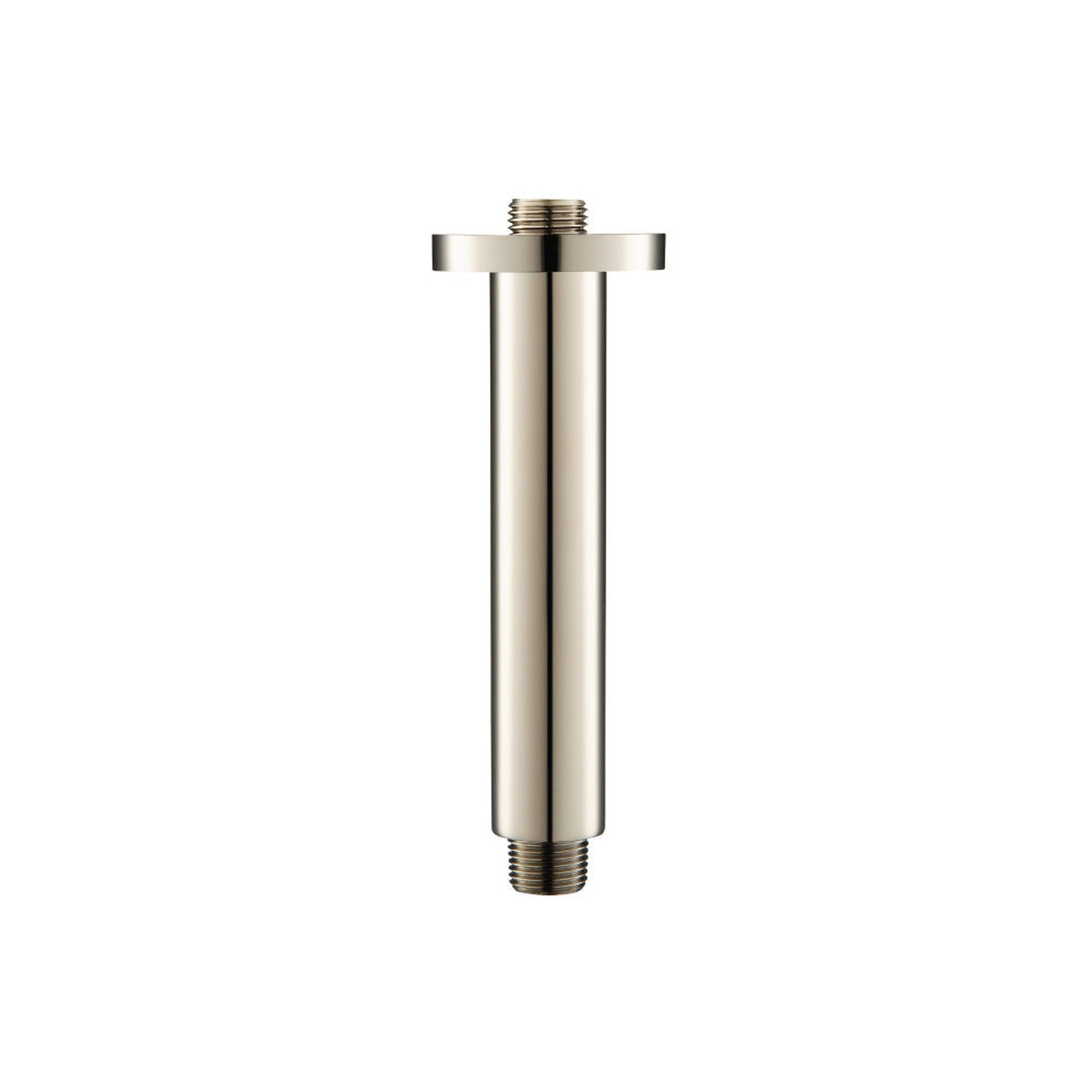Flusso Faucets Serie 100 6" Polished Nickel PVD Solid Brass Ceiling-Mounted Shower Arm With Adjustable Sliding Flange
