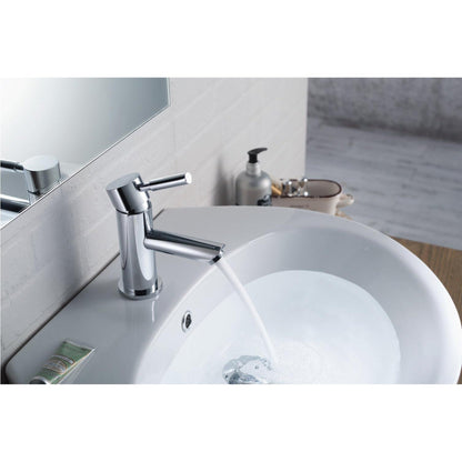 Flusso Faucets Serie 100 6" Single-Hole Chrome Deck-Mounted Bathroom Sink Faucet With Pop-Up Drain