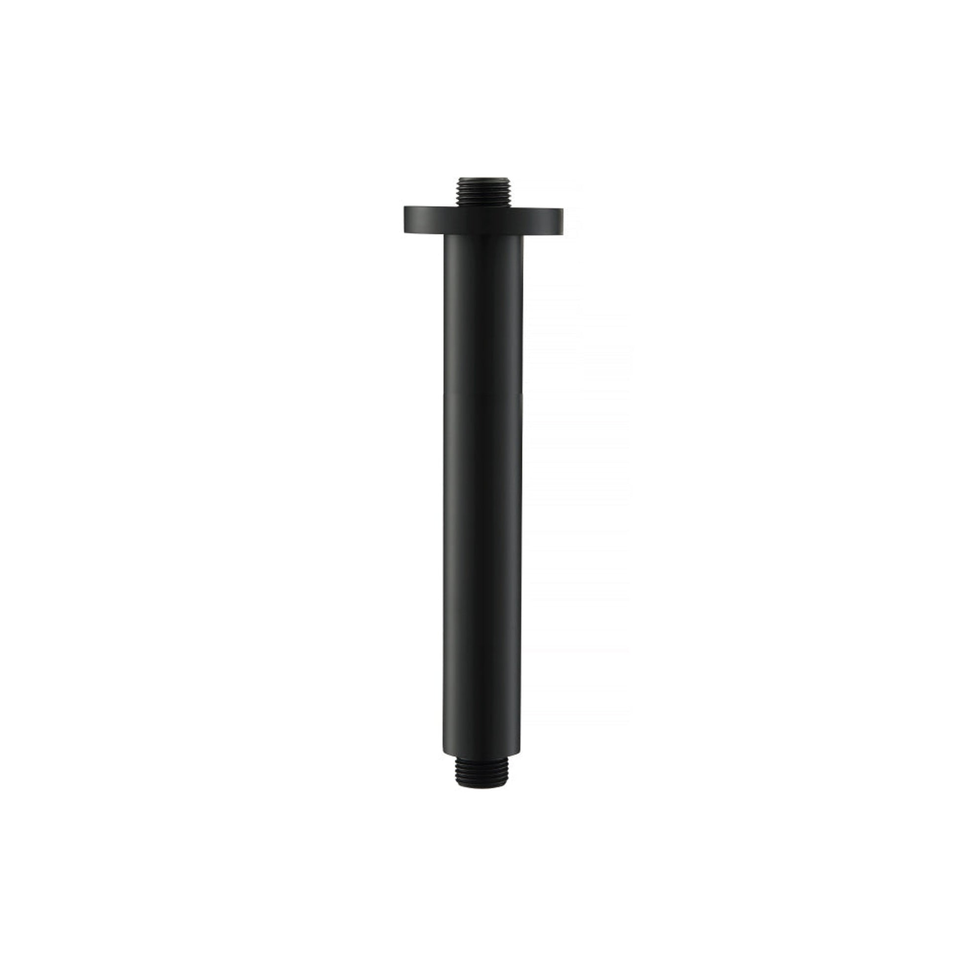 Flusso Faucets Serie 100 8" Matte Black Solid Brass Ceiling-Mounted Shower Arm With Adjustable Sliding Flange