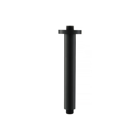 Flusso Faucets Serie 100 8" Matte Black Solid Brass Ceiling-Mounted Shower Arm With Adjustable Sliding Flange