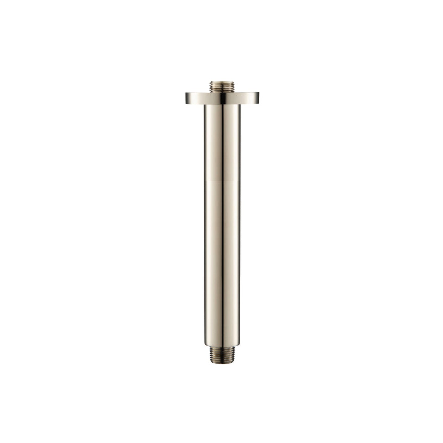 Flusso Faucets Serie 100 8" Polished Nickel PVD Solid Brass Ceiling-Mounted Shower Arm With Adjustable Sliding Flange