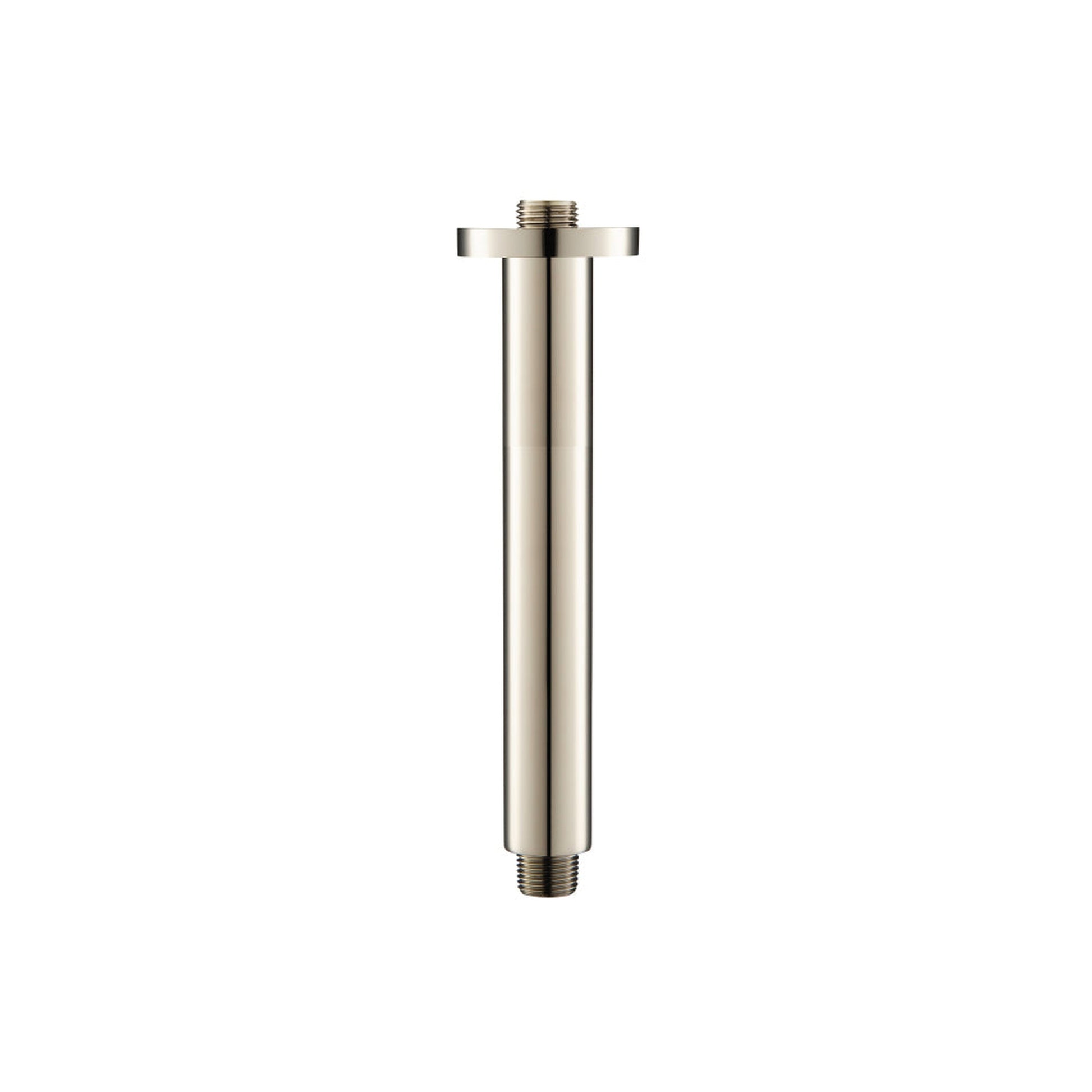 Flusso Faucets Serie 100 8" Polished Nickel PVD Solid Brass Ceiling-Mounted Shower Arm With Adjustable Sliding Flange