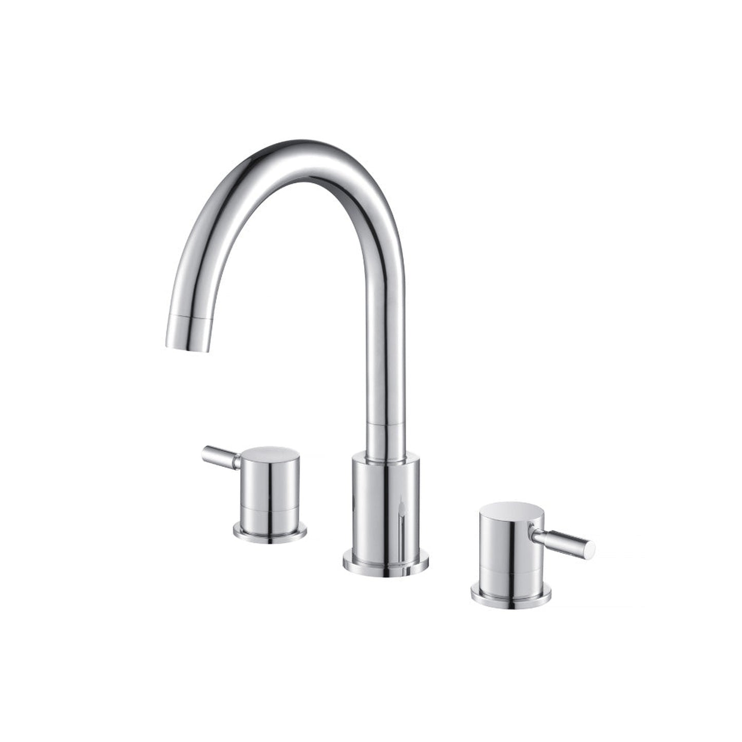 Flusso Faucets Serie 100 8" Three-Hole Chrome Solid Brass Deck-Mounted Roman Bathtub Faucet