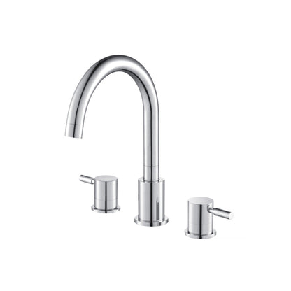 Flusso Faucets Serie 100 8" Three-Hole Chrome Solid Brass Deck-Mounted Roman Bathtub Faucet