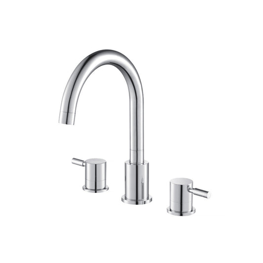Flusso Faucets Serie 100 8" Three-Hole Chrome Solid Brass Deck-Mounted Roman Bathtub Faucet