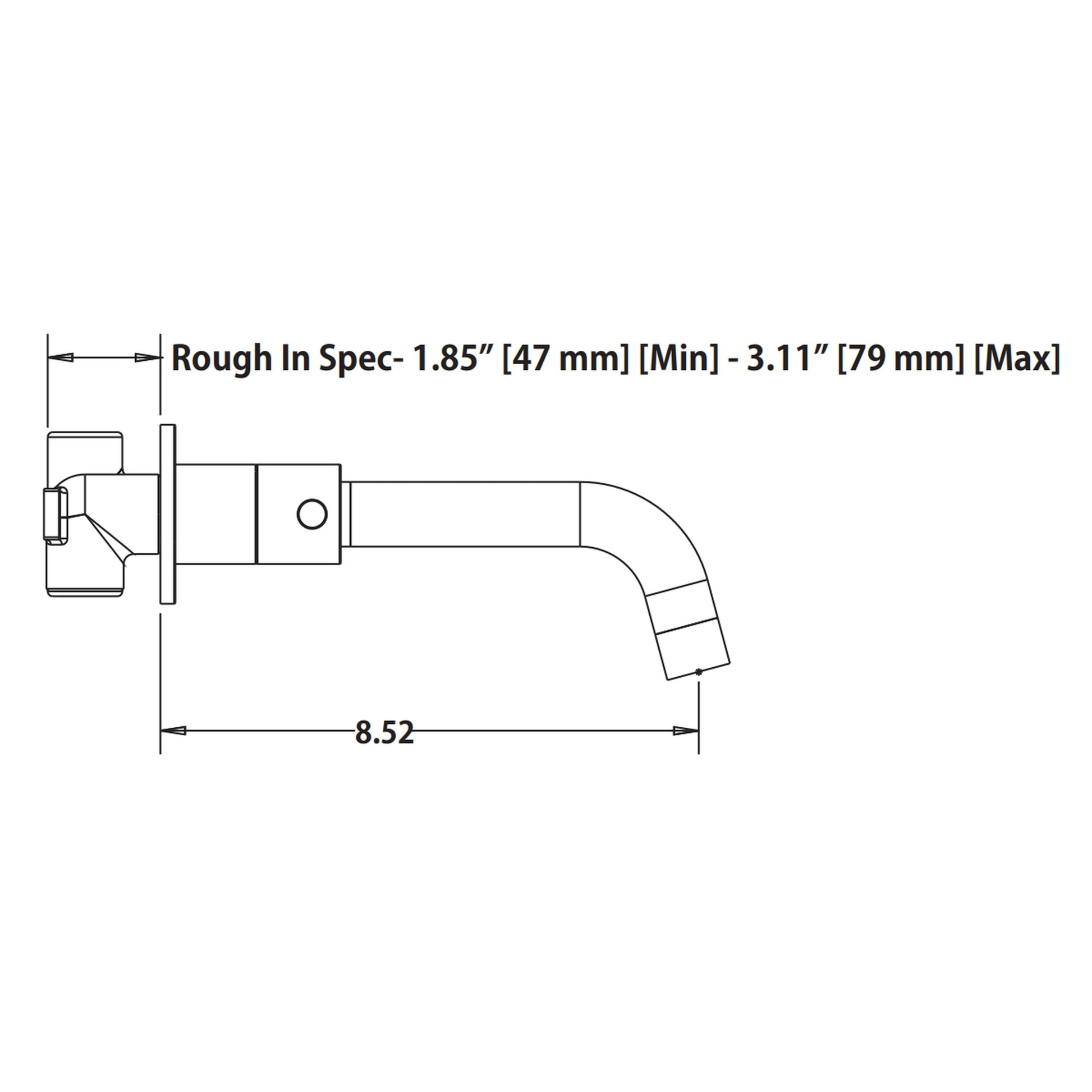 Flusso Faucets Serie 100 8" Three-Hole Chrome Wall-Mounted Bathtub Faucet With 0.50" Rough-In Valve