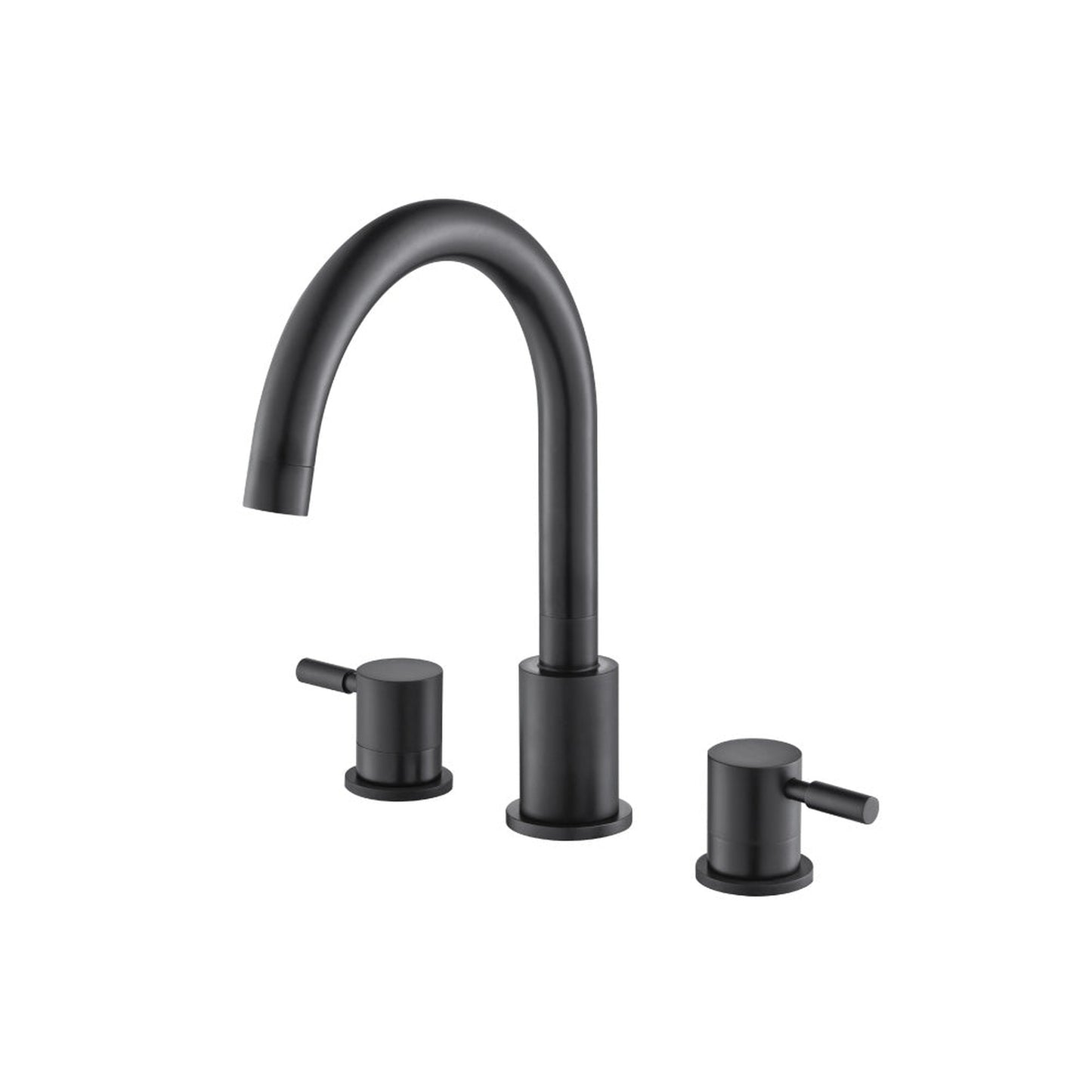 Flusso Faucets Serie 100 8" Three-Hole Matte Black Solid Brass Deck-Mounted Roman Bathtub Faucet