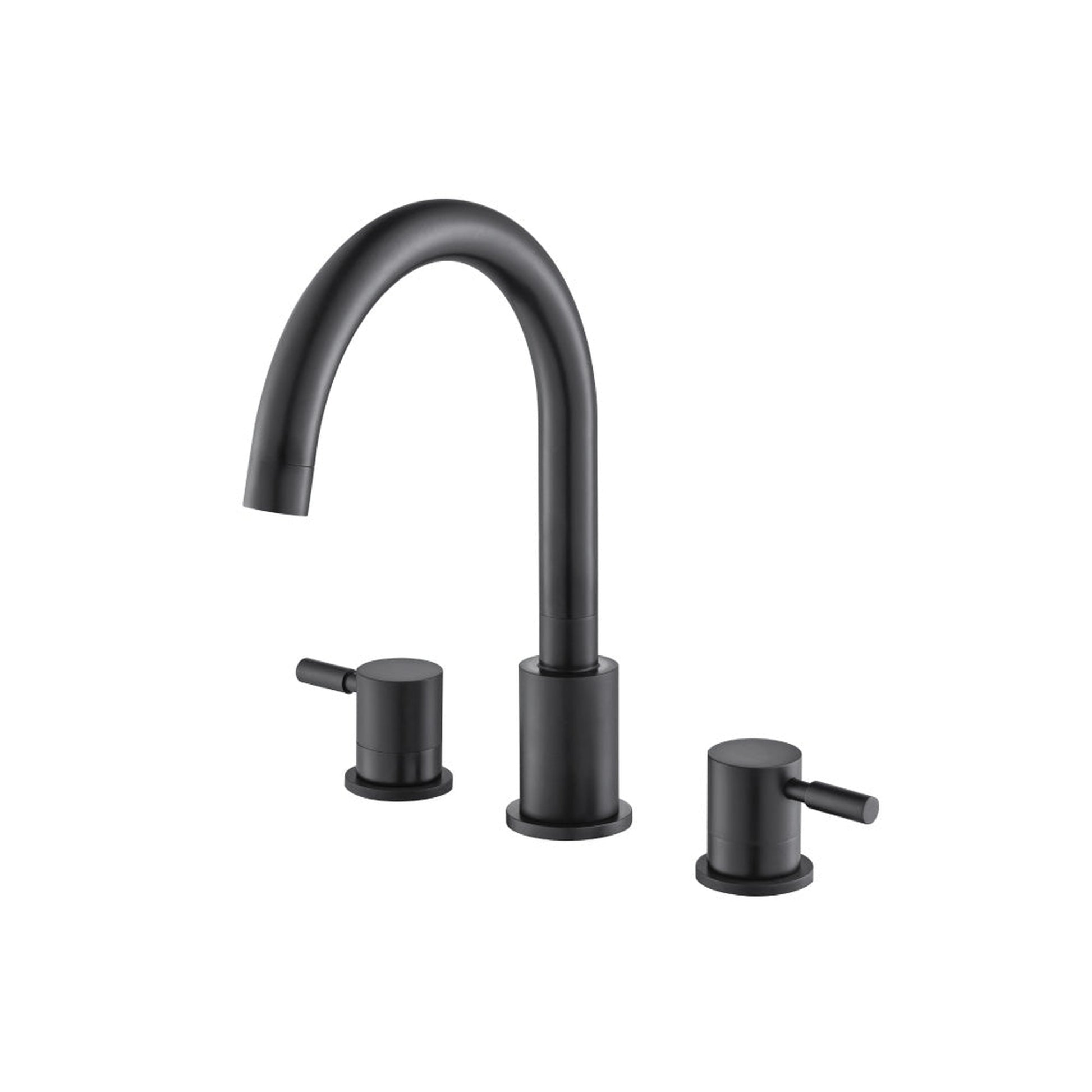 Flusso Faucets Serie 100 8" Three-Hole Matte Black Solid Brass Deck-Mounted Roman Bathtub Faucet