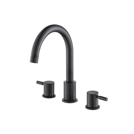 Flusso Faucets Serie 100 8" Three-Hole Matte Black Solid Brass Deck-Mounted Roman Bathtub Faucet
