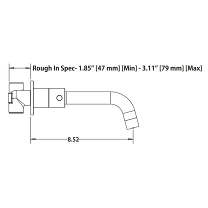Flusso Faucets Serie 100 8" Three-Hole Matte Black Wall-Mounted Bathtub Faucet With 0.50" Rough-In Valve