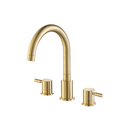 Flusso Faucets Serie 100 8" Three-Hole Satin Brass PVD Solid Brass Deck-Mounted Roman Bathtub Faucet
