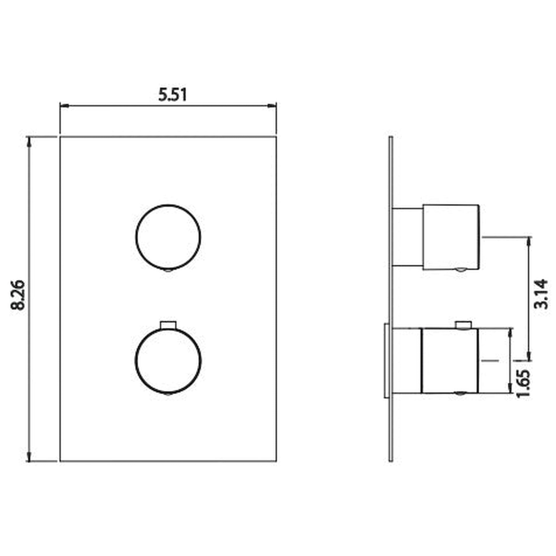 Flusso Faucets Serie 100 8" Two-Hole Brushed Nickel PVD Thermostatic Shower Trim With 1" 1-Output Thermostatic Shower Valve And Integrated Volume Control