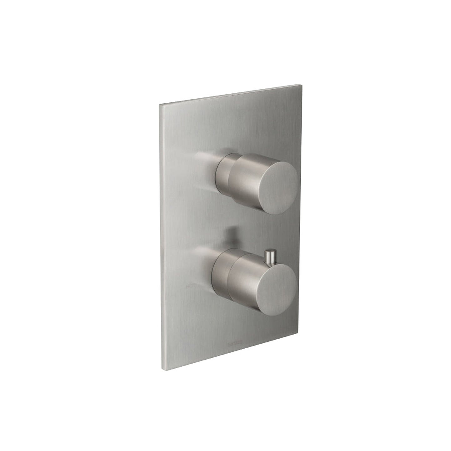 Flusso Faucets Serie 100 8" Two-Hole Brushed Nickel PVD Thermostatic Shower Trim With 1" 1-Output Thermostatic Shower Valve And Integrated Volume Control