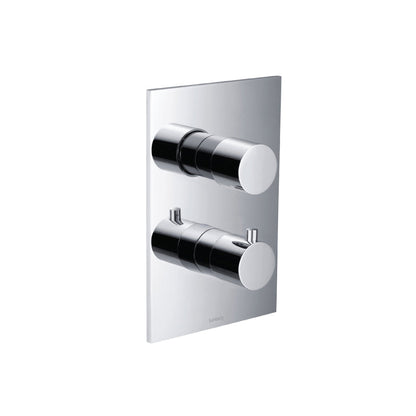 Flusso Faucets Serie 100 8" Two-Hole Chrome Thermostatic Shower Trim With 1" 1-Output Thermostatic Shower Valve And Integrated Volume Control