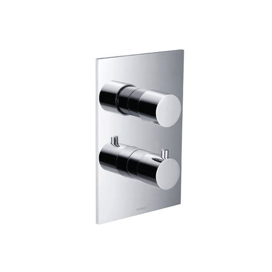 Flusso Faucets Serie 100 8" Two-Hole Chrome Thermostatic Shower Trim With 1" 1-Output Thermostatic Shower Valve And Integrated Volume Control