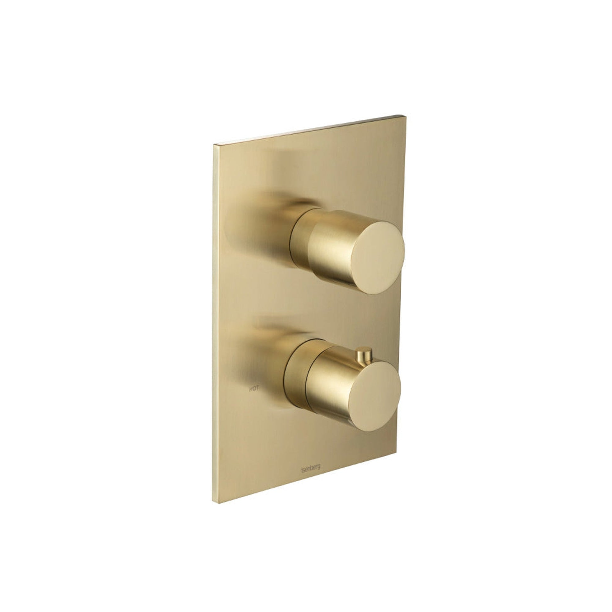 Flusso Faucets Serie 100 8" Two-Hole Satin Brass PVD Thermostatic Shower Trim With 1" 1-Output Thermostatic Shower Valve And Integrated Volume Control